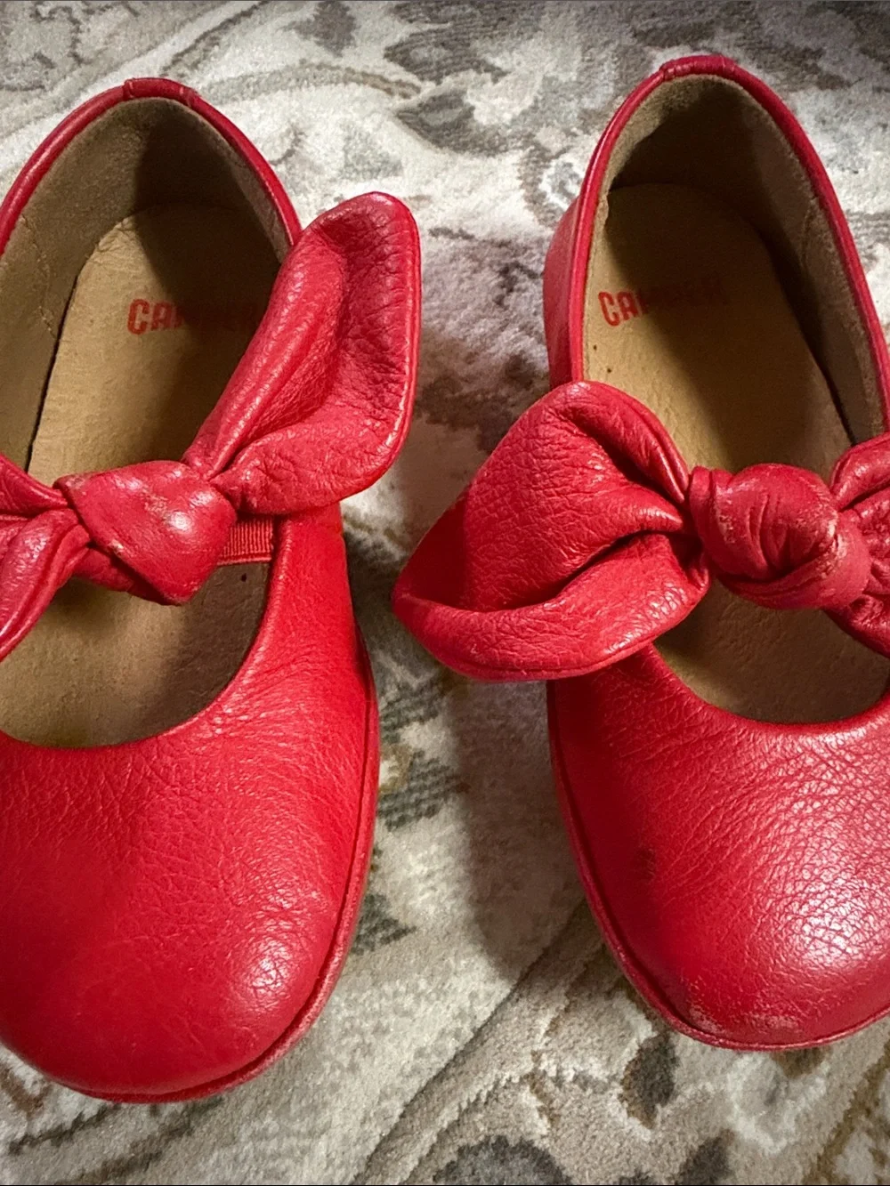 Camper Girls' Red Bow Ballet Flats